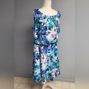 Signature Floral Midi Dress - Blue and Green